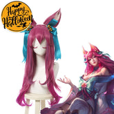 【In Stock】Game League Of Legends Cosplay Spirit Blossom Ahri Wig Long Dark Pink Wigs